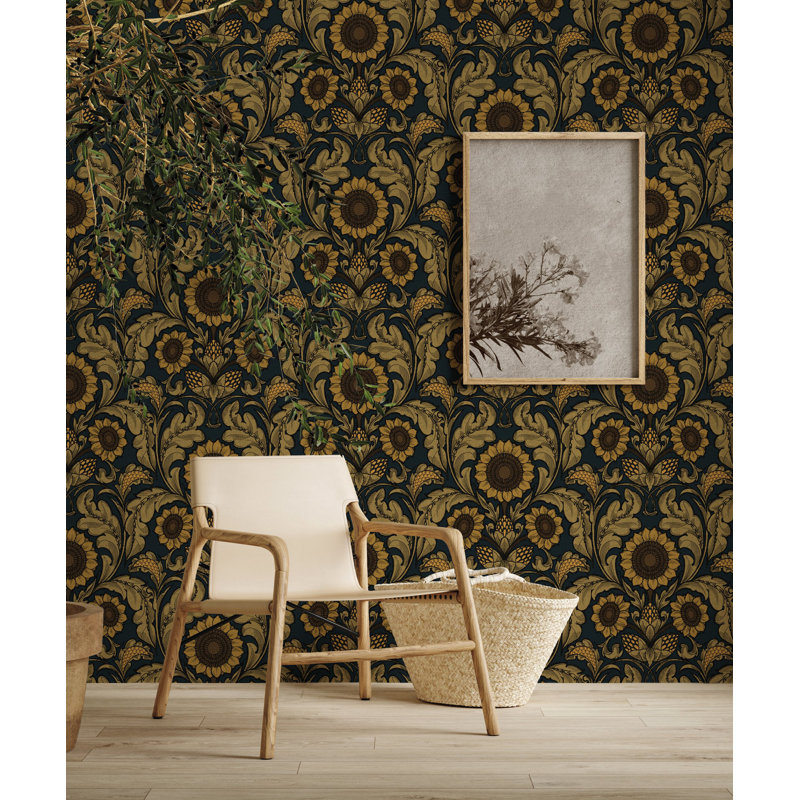 Llewelyn-Bowen - Off The Wall Floral Non-Woven Wallpaper Roll, Yellow