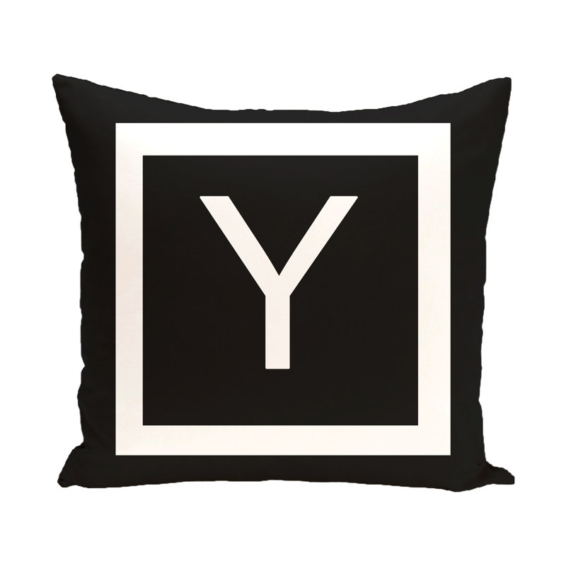  Housse de coussin carré et insert, Corbeau / blanc, H 18 po x l 18 po x P 2 po, Y