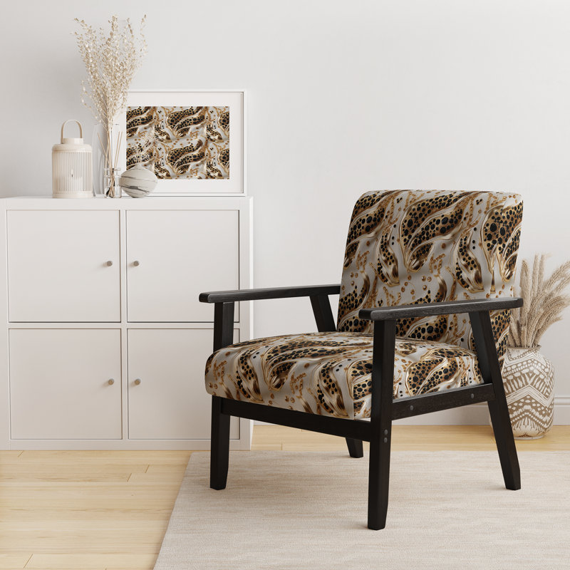 Fauteuil d'appoint rembourré moderne noir et doré Glam Marble