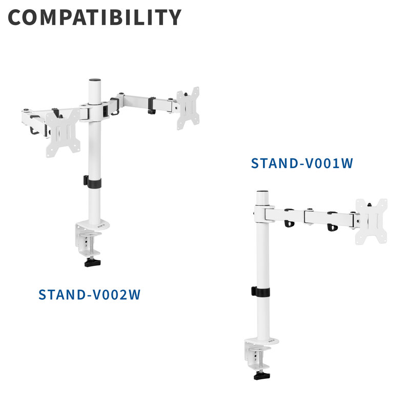 Bras de moniteur blanc simple pour support de bureau