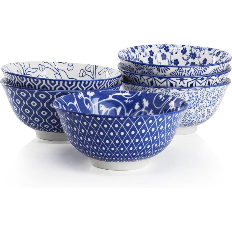 Ensemble de bols en porcelaine 6 pièces 6 oz 20 oz - empilable, va au micro-ondes et au lave-vaisselle