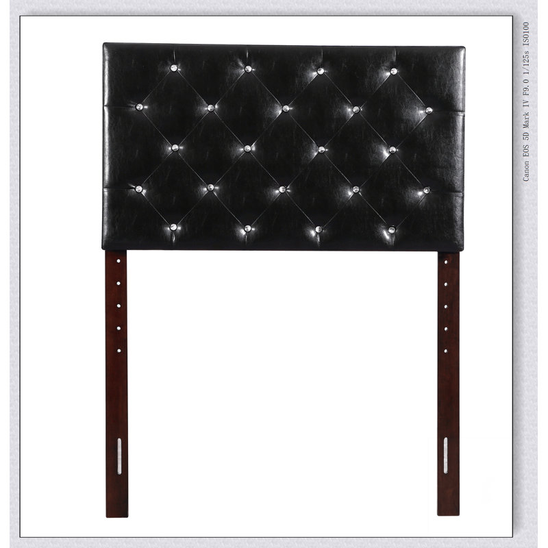 Cadre de lit moderne avec tête de lit pour chambre à coucher, Noir, Double