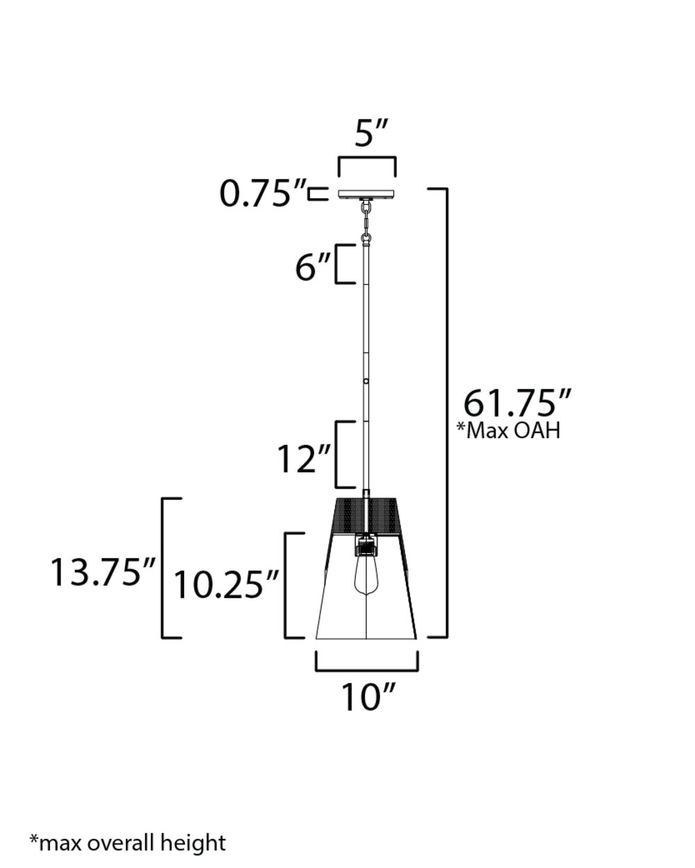 Remora Single Light Steel Dimmable Pendant, 13.75" H x 10" W x 10" D