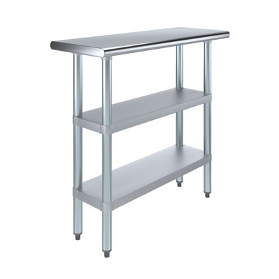 Express KitchQuip Stainless Steel Work Table with 2 Undershelves - 35"H x 36"W x 14"D