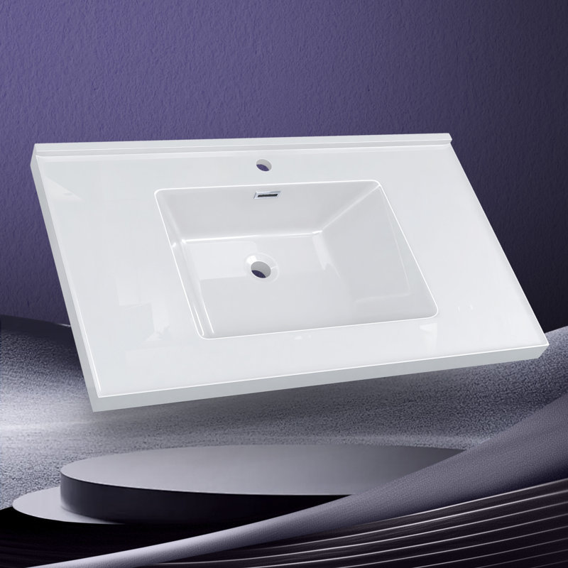 Comptoir de meuble-lavabo simple 36 po avec lavabo à surface solide et comptoir blanc