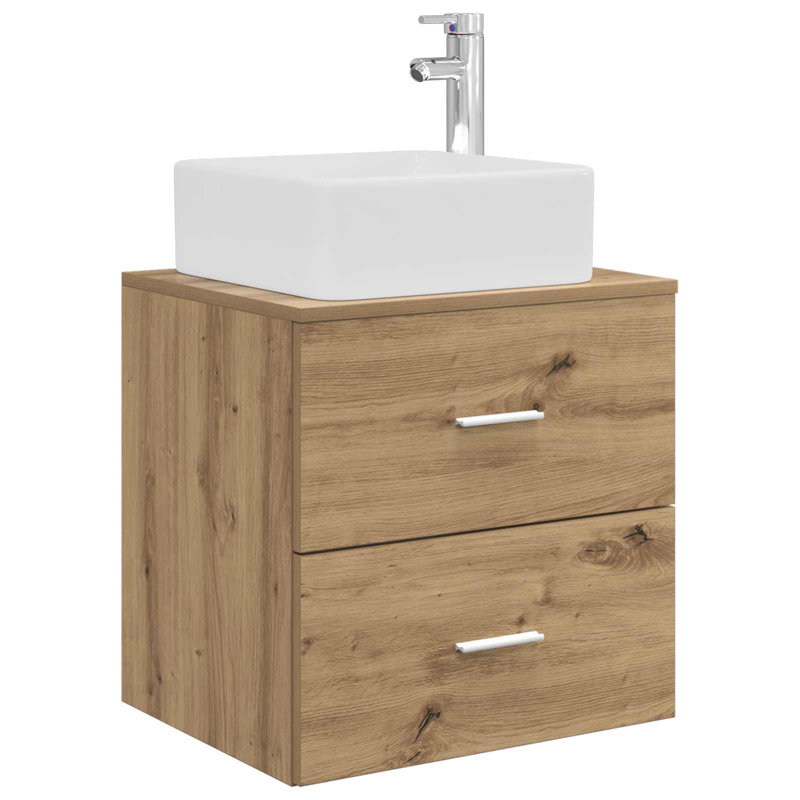 Single Bathroom Vanity with Ceramic Basin, Artisan Oak