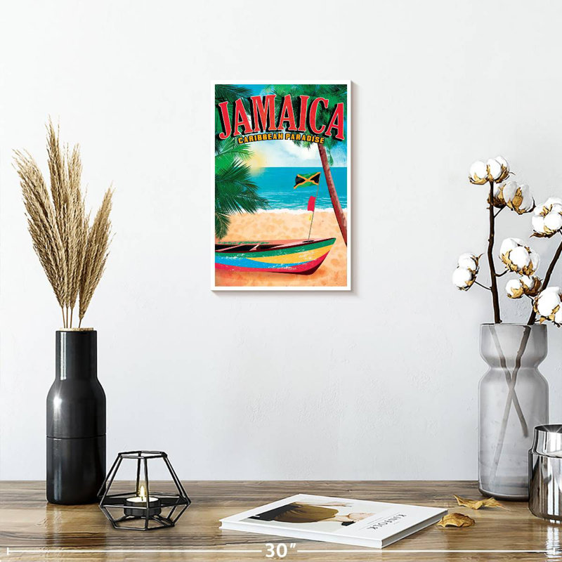 Affiche rétro de la Jamaïque, H 12 po x l 8 po