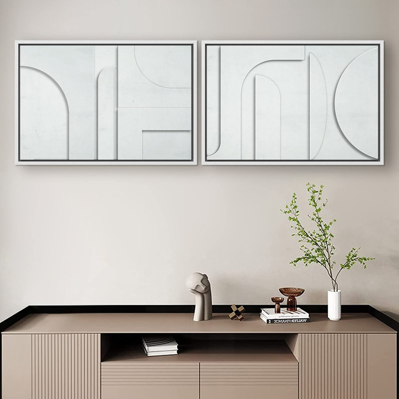 «Geometric Dark Ring», 2 pièces, Blanc, H 24 po x l 36 po