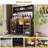 Wine Bar Cabinet,Liquor Cabinet with Led Light,Power Outlet,Buffet Sideboard with Storage Rack and 6 Hooks,Coffee Bar Cabinet for Liquor and Glasses