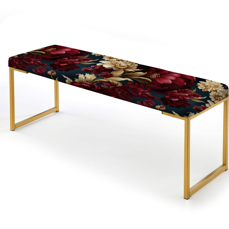 Banc floral rembourré or, Renaissance Revival Victorian Pattern