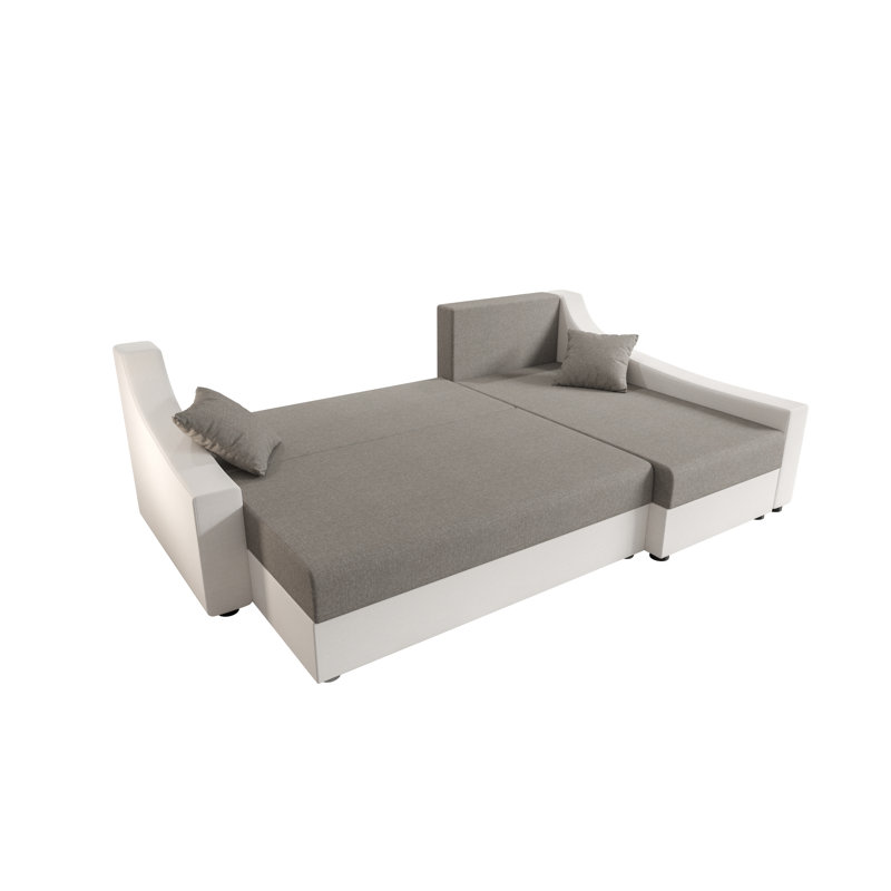 Soley 3 Seater Corner Sofa , White/Black, Left -sided