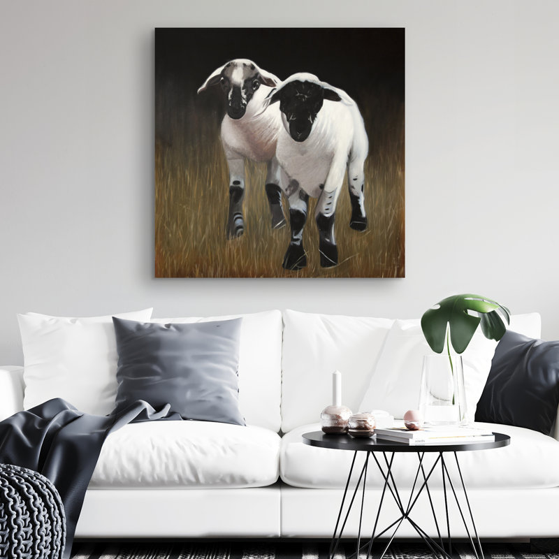 Two lambs - 32"x32" art on canvas
