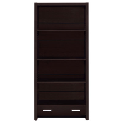 Cappuccino 5-Shelf Bookcase With Drawer