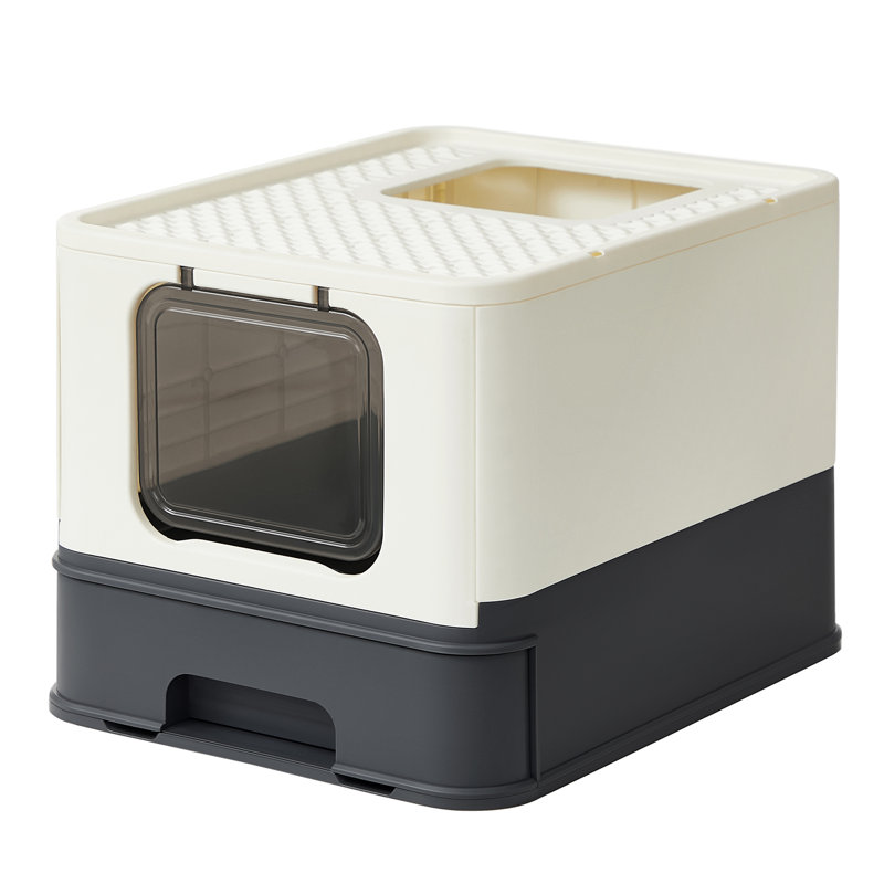 Polypropylene Litter Box with Scoop, White