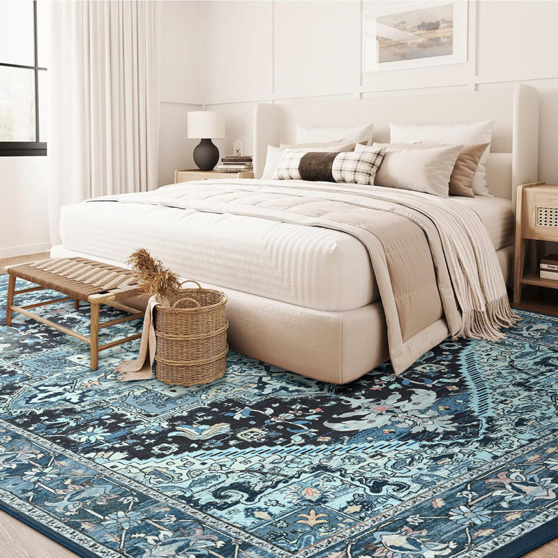 Fillender Washable Soft Vintage Rug Fashion Floral Rug For Living Room Dorm Decor, Rectangle 8' x 10'
