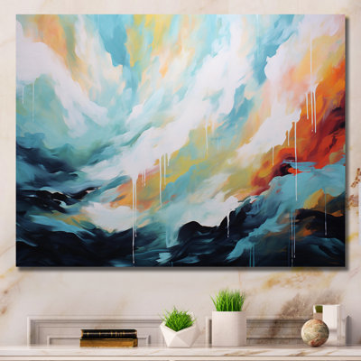 Azur bleu blanc fusion - art mural abstrait