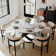 Suzzie Modern Round Dining Table for 6, Sintered Stone Tabletop with Lazy Susan, Carbon Steel Base Pre-Assembly