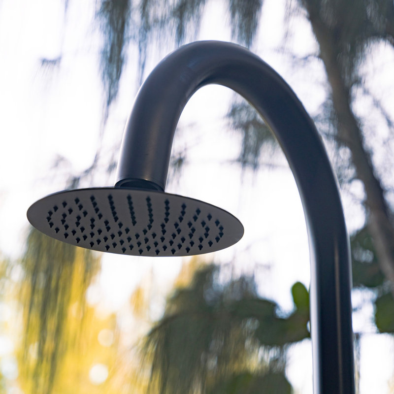 Pulsar 04 Freestanding Outdoor Shower with Foot Wash and Rain Shower Head, Matte Black