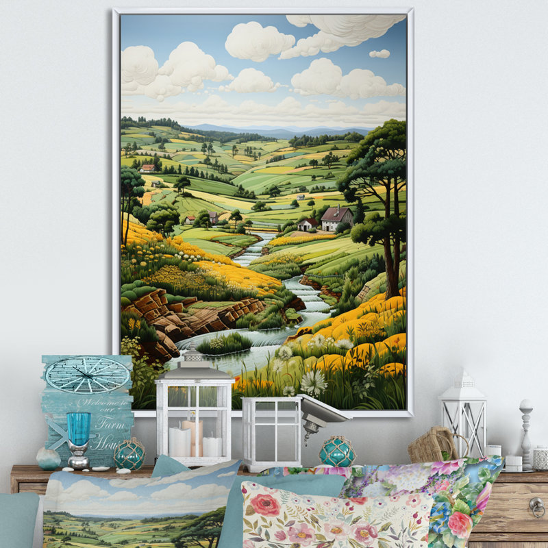 «Oxton Countryside Green and Yellow Reverie Landscape II», reproduction sur toile, H 40 po x l 30 po x P 1,5 po