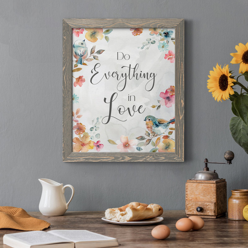 «Spring Bird Love», art textuel sur toile, Gris, H 20 po x l 17 po x P 1 po