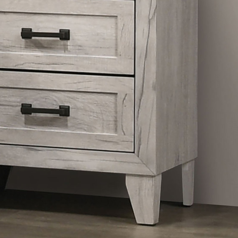 Table de chevet contemporaine en mélamine blanc délavé 1pc