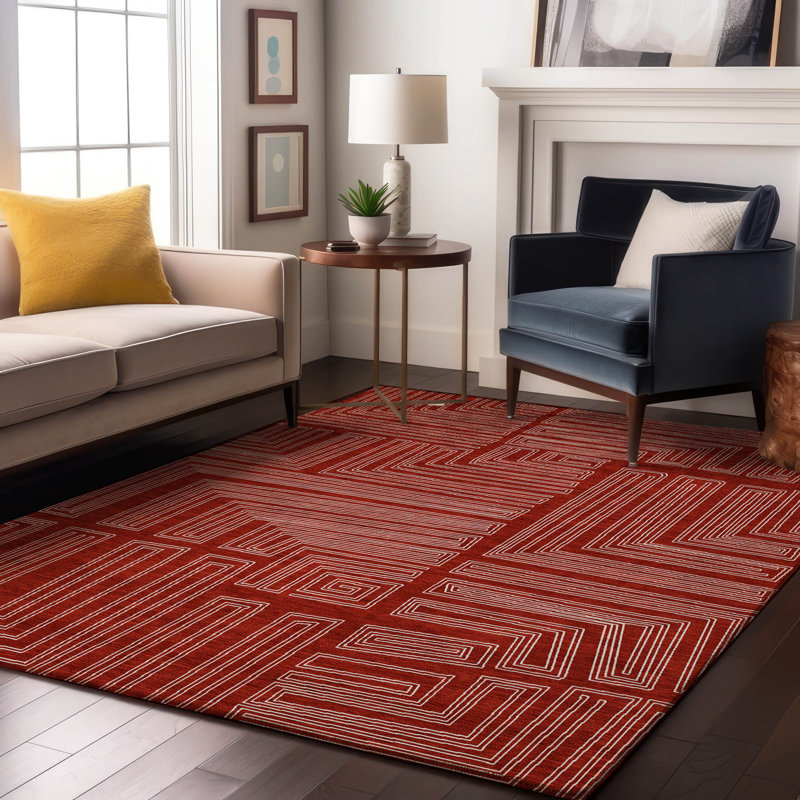 Premium Machine Washable Harrietstown AMF1045 Geometric Rug, Rectangle 3' x 5'
