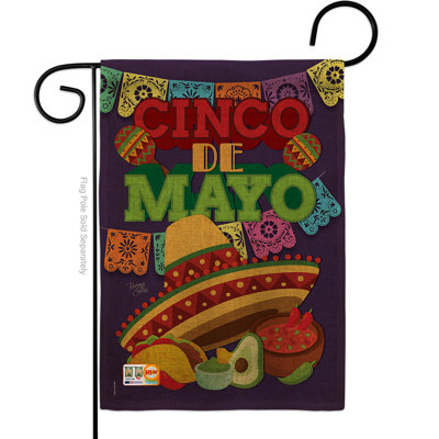 Cinco de mayo, impression sud-ouest 2 côtés en toile jute 18,5 x 13 po drapeau de jardin
