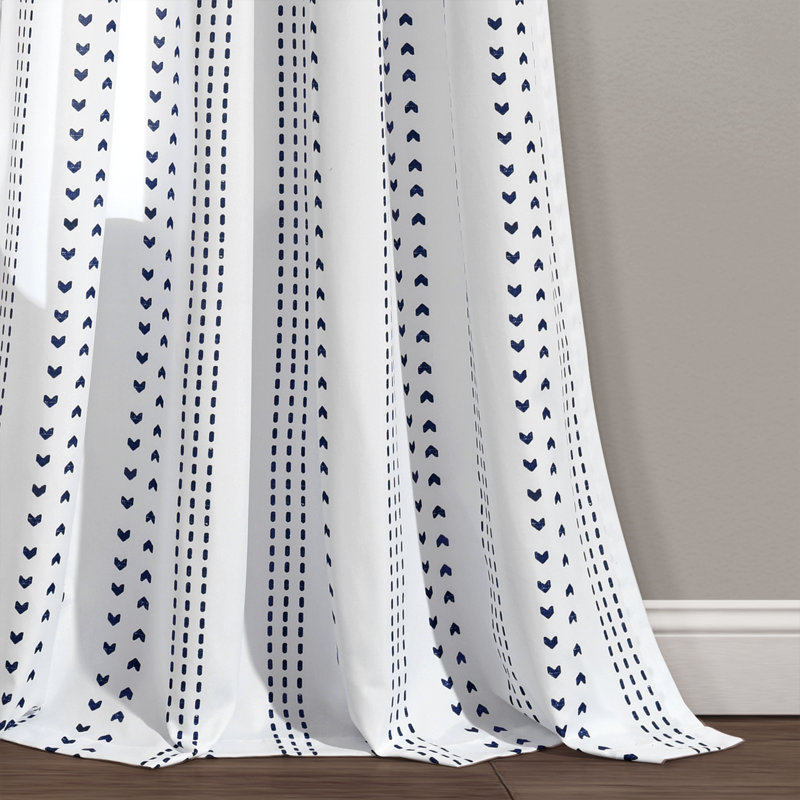 Panneaux de rideaux semi-transparents, Bleu marine / blanc, L 52 po x L 84 po