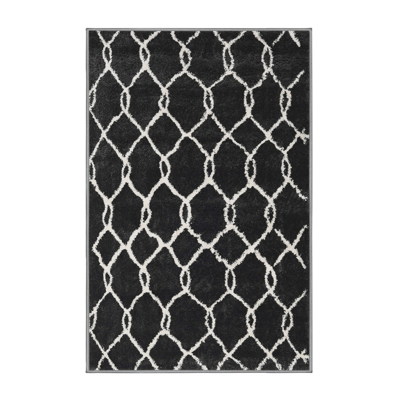 Tapis contemporain noir, Rectangle 5 pi x 7 pi