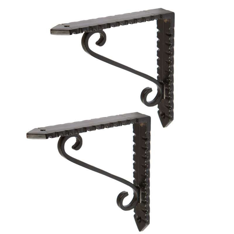 Hammer & Tongs - Notched Scroll Iron Shelf Bracket - D105mm - Black