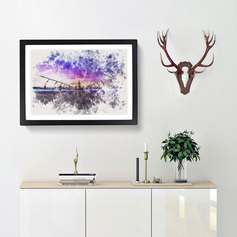 St. Pauls Cathedral in London - Picture Frame Graphic Art Print, 62cm H x 87cm W x 2cm D, Black Framed