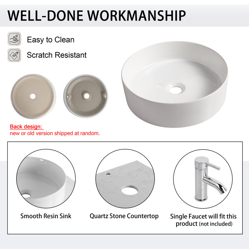Meuble-lavabo mural simple avec lavabo en céramique, 30", Blanc