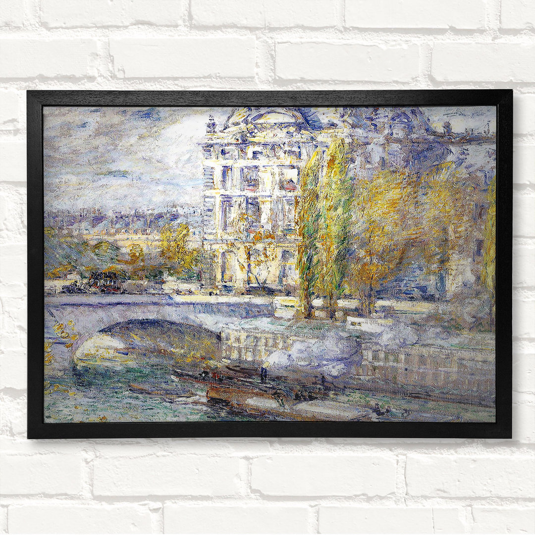 Der Louvre auf der Pont Royal von Childe Hassam - Geschlossener Eckrahmen Kunstdrucke auf Holz