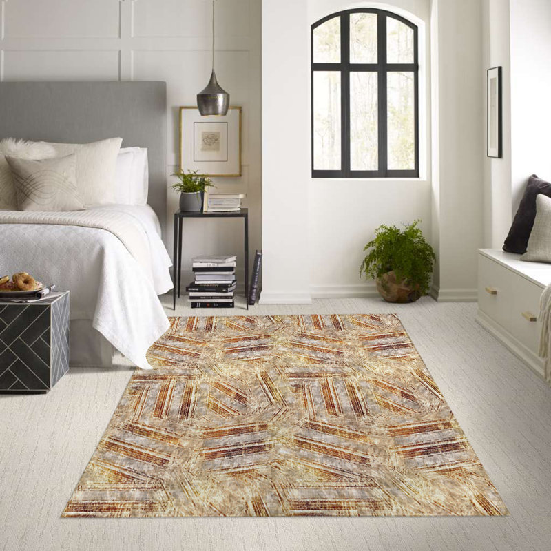 Tapis d'intérieur / extérieur rectangulaire en polyester tissé à la machine, Rectangle 2 pi x 3 pi