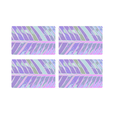 Tropical Leaf Vegan Leather Rectangle Pebble Placemat