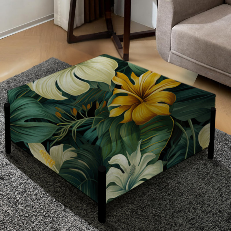 Monstera Elegance Tropical Motif III - Grand repose-pieds carré tropical