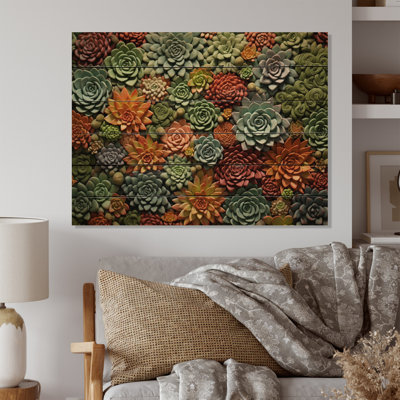 «Kazik Colorful Succulents Succulent Tapisserie» sur impression sur bois