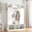 Modern Hall Tree With Adjustable Shelves, Side Cabinets, Top Compartments And Hooks-1723367799
