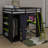 Full Size Loft Bed With,Wardrobe,Shelves,Blackout Curtains,And RGB Lights-1874124108