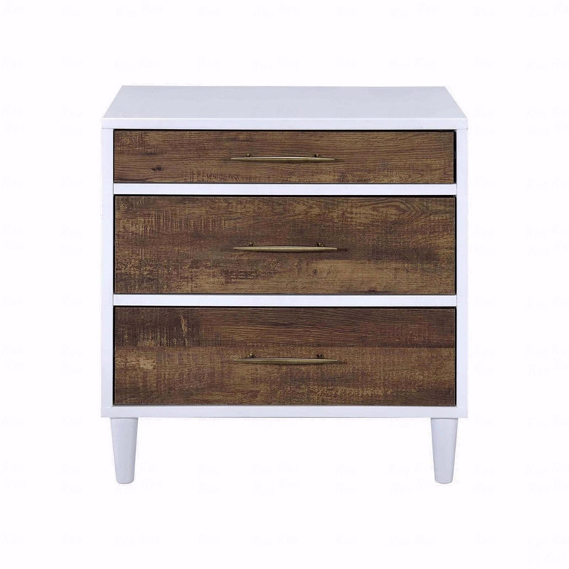 Two-Tone Finish Bedroom Nightstand With 3-Drawers