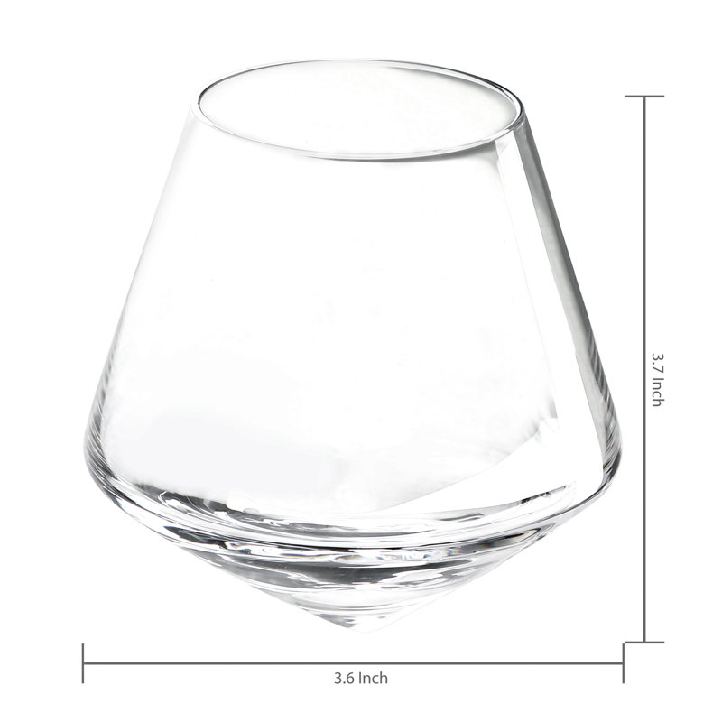 35oz Clear Tilted Crystal Whiskey Glass Set of 4