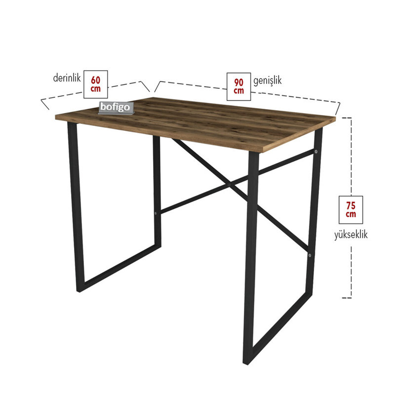 Aistis Rectangle 90cm L Computer Table, Dark  Brown
