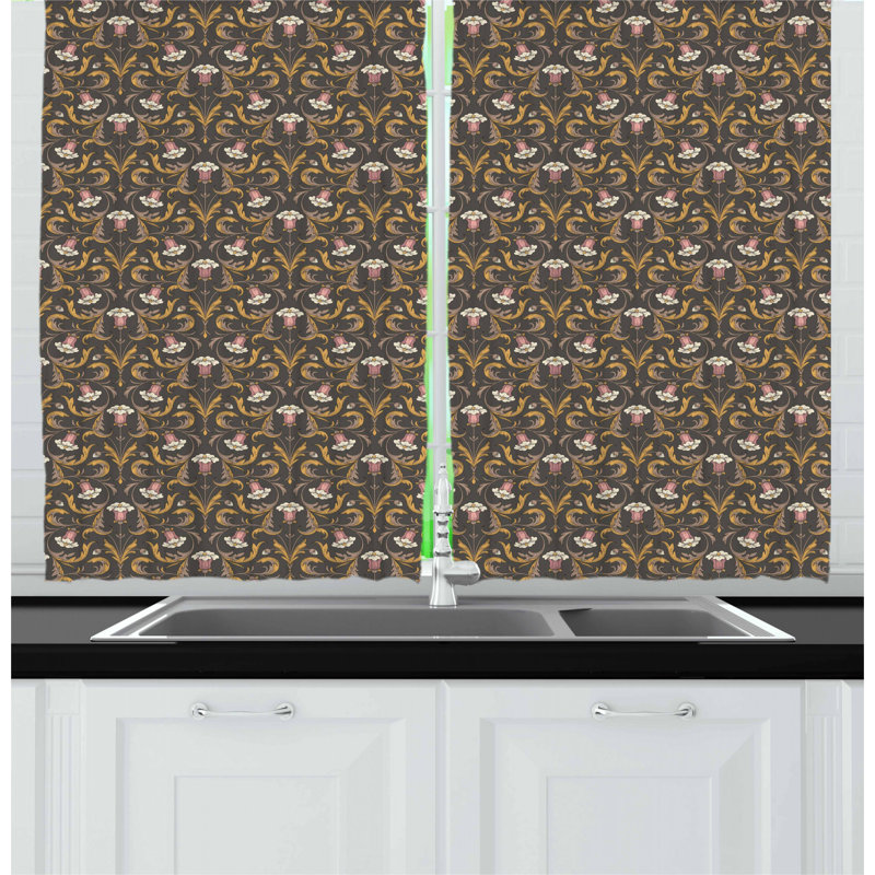 Floral Tailored Kitchen Curtain