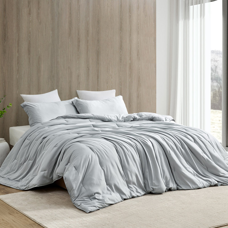 Cooling Lightweight Coma Inducer Oversized Comforter, Twin Extra Long Comforter + 1 Standard Sham, Glacier Gray
