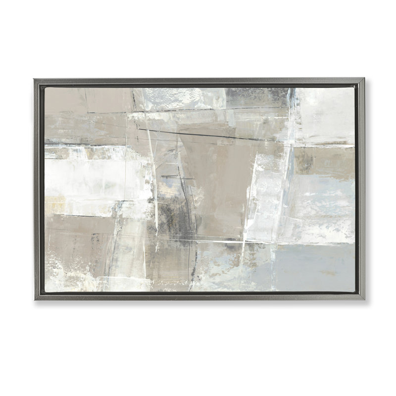 Art mural sur toile flottant abstrait subtil structuré neutre, design par Hannah Dawson, H 17 po x l 25 po