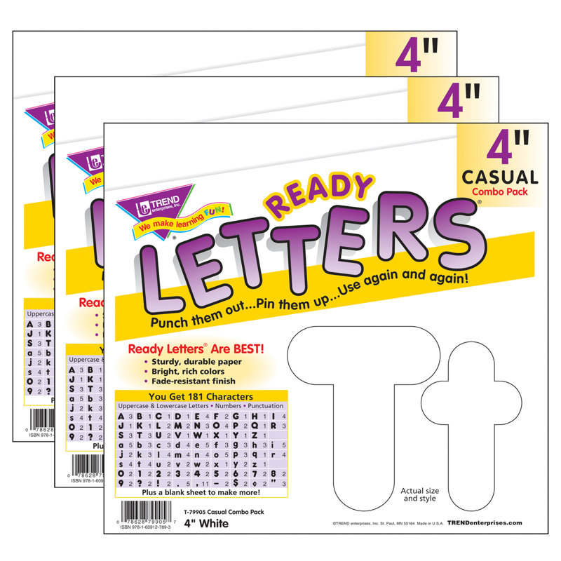 Ensemble décontracté de lettres décontractées majuscules / minuscules, Blanc