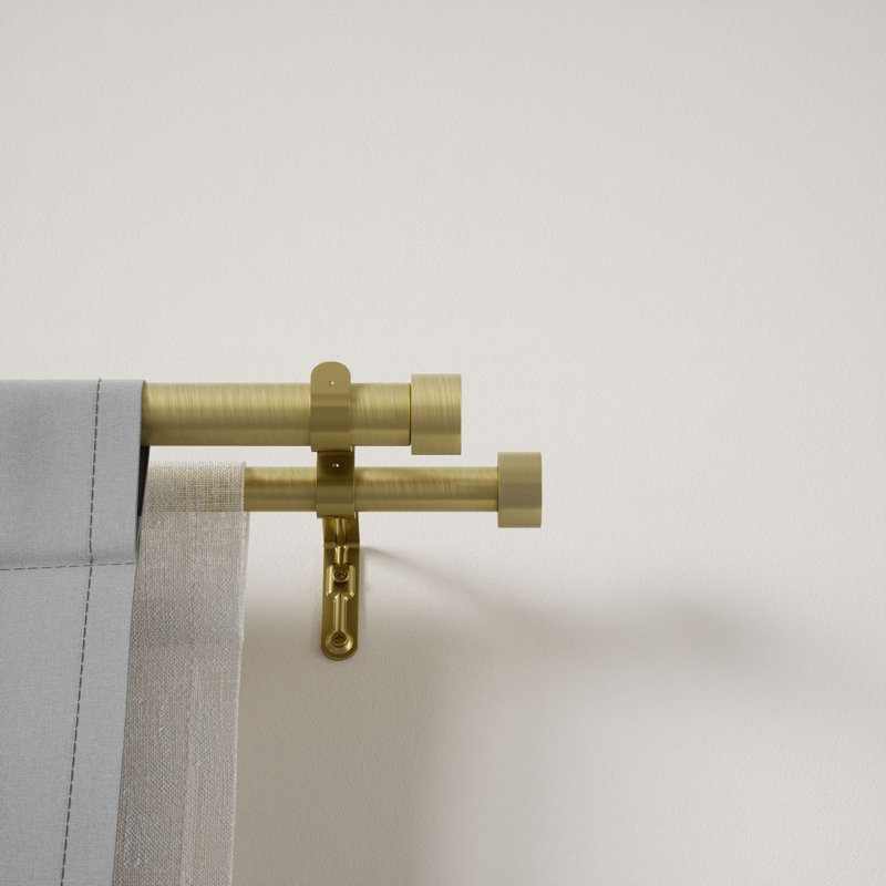 Cappa Drapery Solutions Adjustable 1" Steel Double Curtain Rod Set, Noir bruni, H 36 po x l 66 po