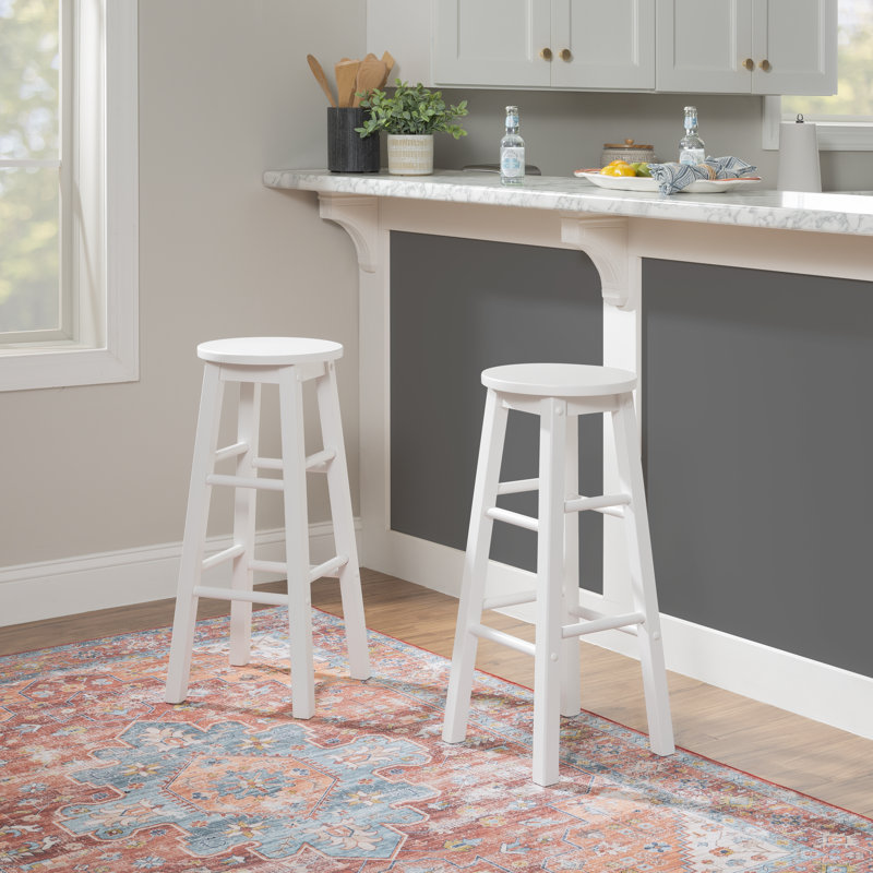 Tabouret de bar / comptoir en bois massif Bernistine, Tabouret de bar (siège d'une hauteur de 29 po), Blanc