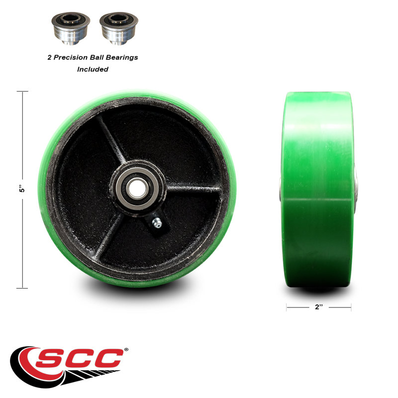 Poly vert sur roue en fonte