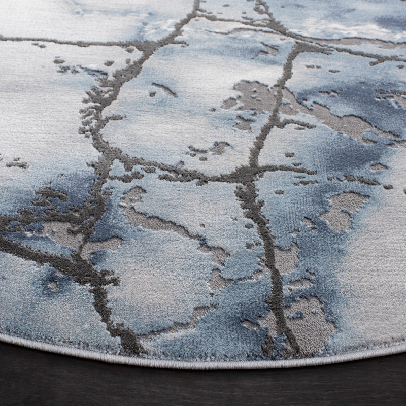 Tapis abstrait John-Paul Craft Performance, Rond 6 pi 7 po, Gris te bleu
